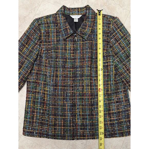Vintage CHRISTOPHER & BANKS Full Zip Blazer Jacket Rainbow Tweed Womens Size L - Picture 5 of 9